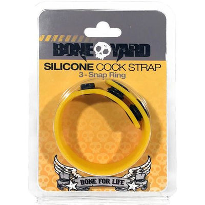 Boneyard Silicone Cock Strap - Yellow - 3 Snap Ring-Adult Toys - Cock Rings-Boneyard-Danish Blue Adult Centres