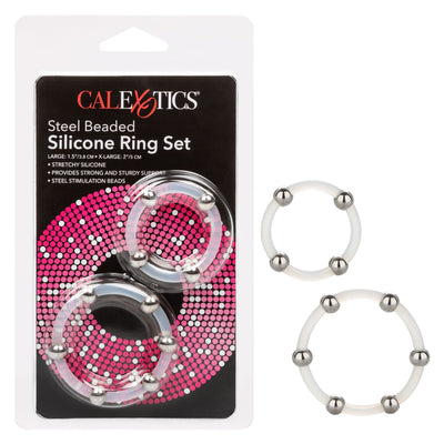 CalExotics Steel Beaded Silicone Ring Set-Adult Toys - Cock Rings-CalExotics-Danish Blue Adult Centres
