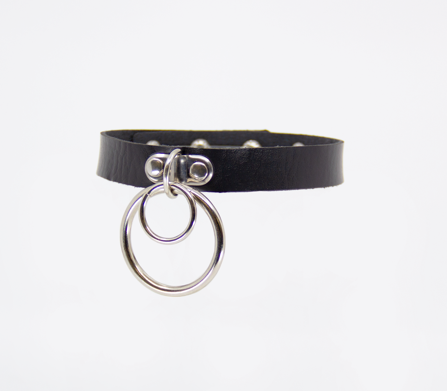 Love In Leather - Double Ring Faux Leather Choker-Bondage & Fetish - Cuffs & Restraints-Love In Leather-Danish Blue Adult Centres
