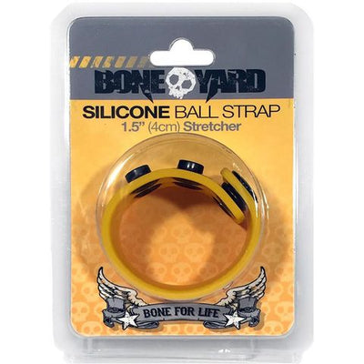 Boneyard 1.5inch Silicone Ball Strap – 3 Snap – Yellow-Adult Toys - Cock Rings-Boneyard-Danish Blue Adult Centres