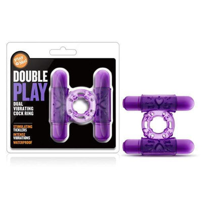 Play With Me - Double Play - Dual Vibrating Cock Ring - Purple-Adult Toys - Cock Rings - Vibrating-Blush-Danish Blue Adult Centres