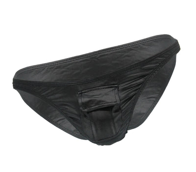 Love in Leather - Mens wet look underwear with front pocket (Black)-Clothing - Underwear & Panties - Mens Room in Front-Love In Leather-Danish Blue Adult Centres