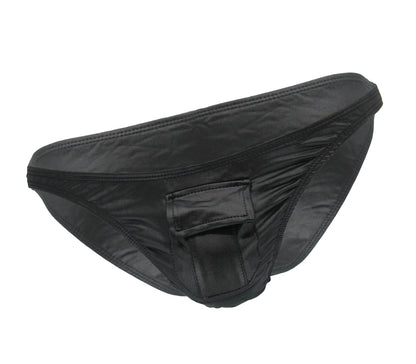 Love in Leather - Mens wet look underwear with front pocket (Black)-Clothing - Underwear & Panties - Mens Room in Front-Love In Leather-Danish Blue Adult Centres