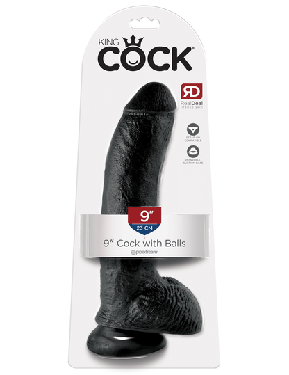King Cock Realistic Dildo with balls 9inch Black-Adult Toys - Dildos - Realistic-King Cock-Danish Blue Adult Centres