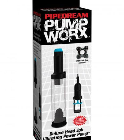 Pump Worx Deluxe Head Job Vibrating Pump (Black)-Unclassified-Pipedream-Danish Blue Adult Centres