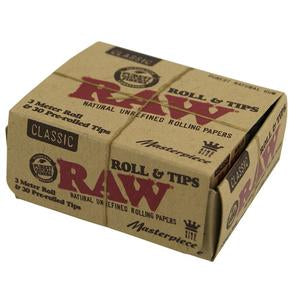 Raw 3m Roll & 30 Pre-Rolled Tips-Lifestyle - Smoking Accessories-RAW-Danish Blue Adult Centres