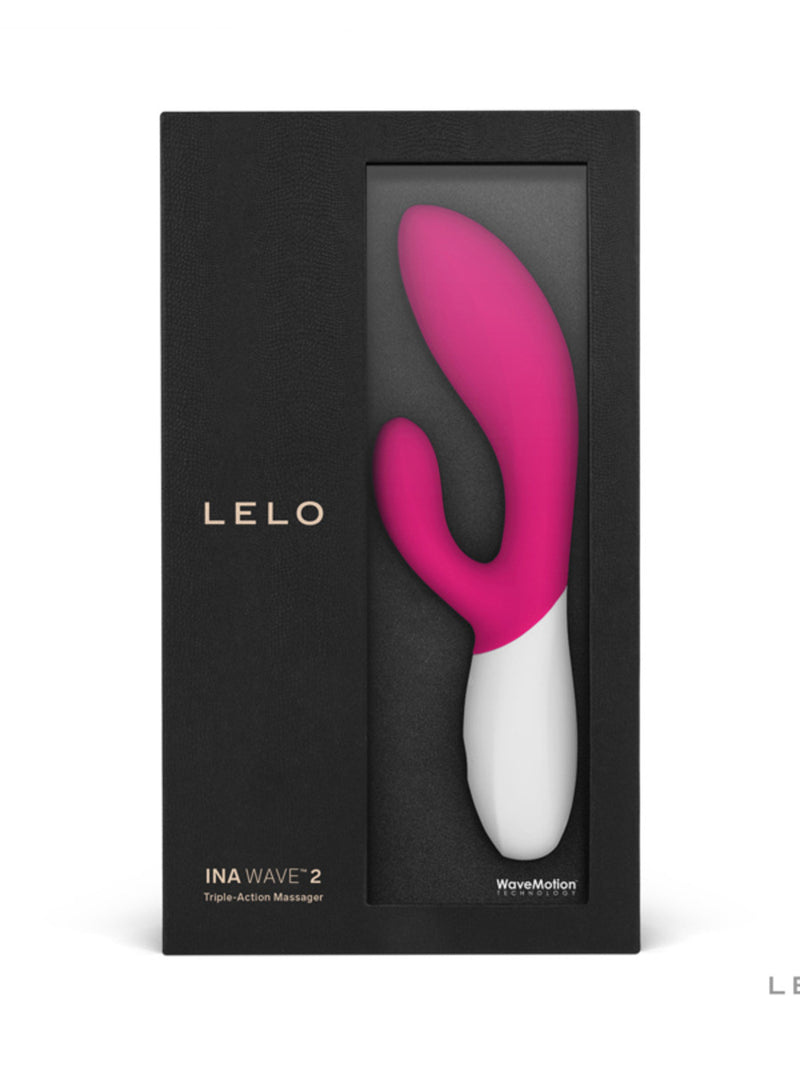 Ina Wave 2 - Luxury Rechargeable 12 Function Rabbit Vibrator Cerise (Ex Demo)-Unclassified-Lelo-Danish Blue Adult Centres