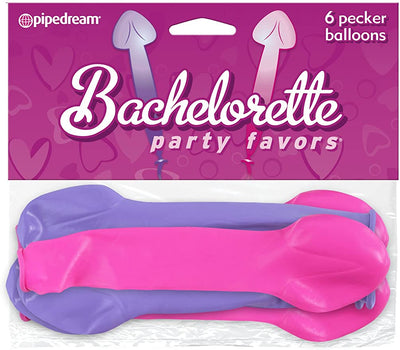 Bachelorette Party Favors Pecker Balloons Pink/Purple - Pack of 6-Novelty-Pipedream-Danish Blue Adult Centres