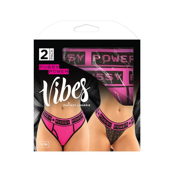 Vibes Pussy Power Brief & Thong-Clothing - Underwear & Panties - Womens Flat Front-Vibes-Danish Blue Adult Centres