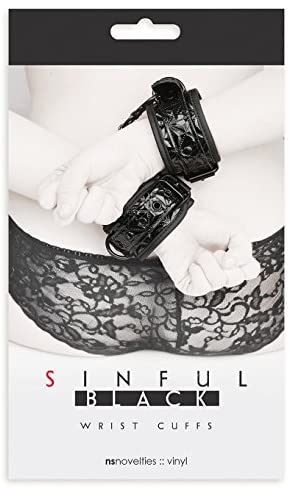 Sinful Black Wrist Cuffs-Bondage & Fetish - Cuffs & Restraints-NS Novelties-Danish Blue Adult Centres
