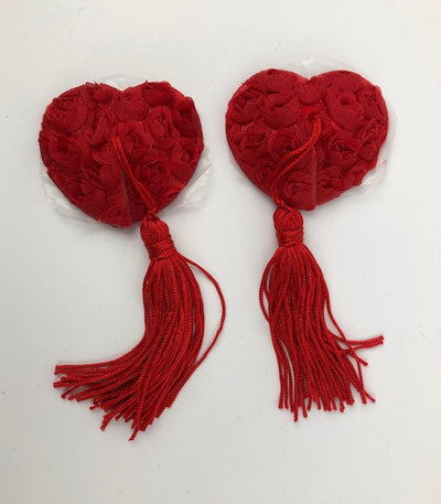 Poison Rose - Heart Rose Tassle Nipple Covers - Red-Clothing - Accessories - Nipple-Poison Rose-Danish Blue Adult Centres