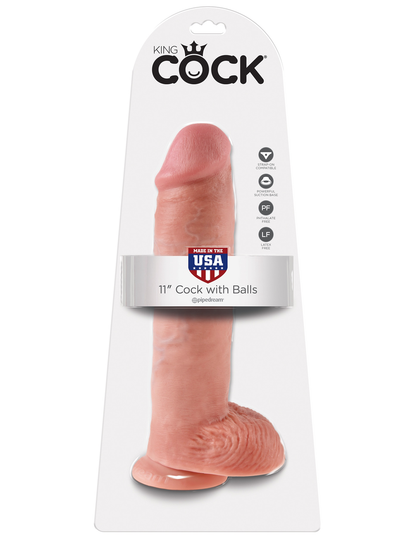 King Cock Realistic Dildo with balls 11inch Flesh-Adult Toys - Dildos - Realistic-King Cock-Danish Blue Adult Centres