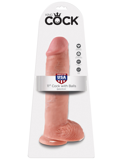 King Cock Realistic Dildo with balls 11inch Flesh-Adult Toys - Dildos - Realistic-King Cock-Danish Blue Adult Centres
