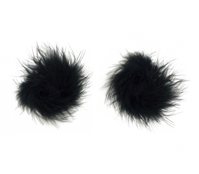 Fluffy Pastie (Black)-Clothing - Accessories - Nipple-Love In Leather-Danish Blue Adult Centres