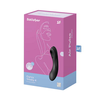 Satisfyer Curvy Trinity 4 Insertable Air Pulse Vibrator Black-Adult Toys - Vibrators - Clitoral Suction-Satisfyer-Danish Blue Adult Centres