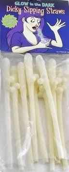 Dicky Sipping Straws - Glow In The Dark (10 Pack)-Novelty - Party-Pipedream-Danish Blue Adult Centres