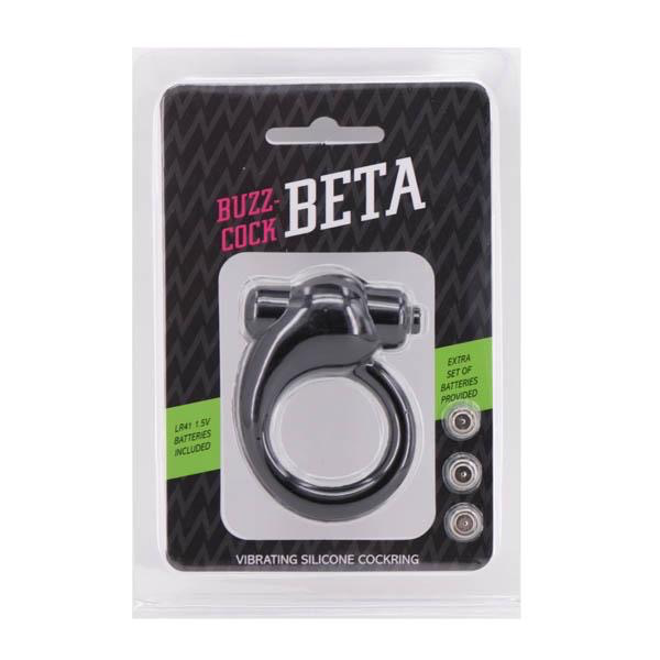 Buzz-Cock Beta Vibrating Silicone Cock Ring (Black)