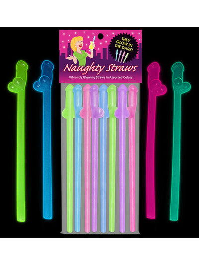 Naughty Dick Straws - Glow in the Dark (8 Pack)-Novelty - Party-Kheper Products-Danish Blue Adult Centres
