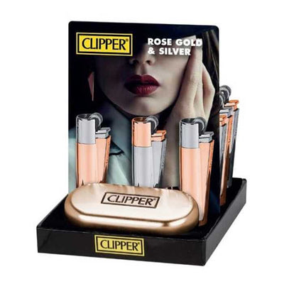 Clipper Metal Flint Rose Gold And Silver-Lifestyle - Lighters - Flame Lighters-Clipper-Danish Blue Adult Centres
