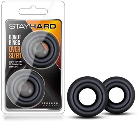 StayHard Donut Rings Oversized 2pk (Black)-Adult Toys - Cock Rings-Blush-Danish Blue Adult Centres
