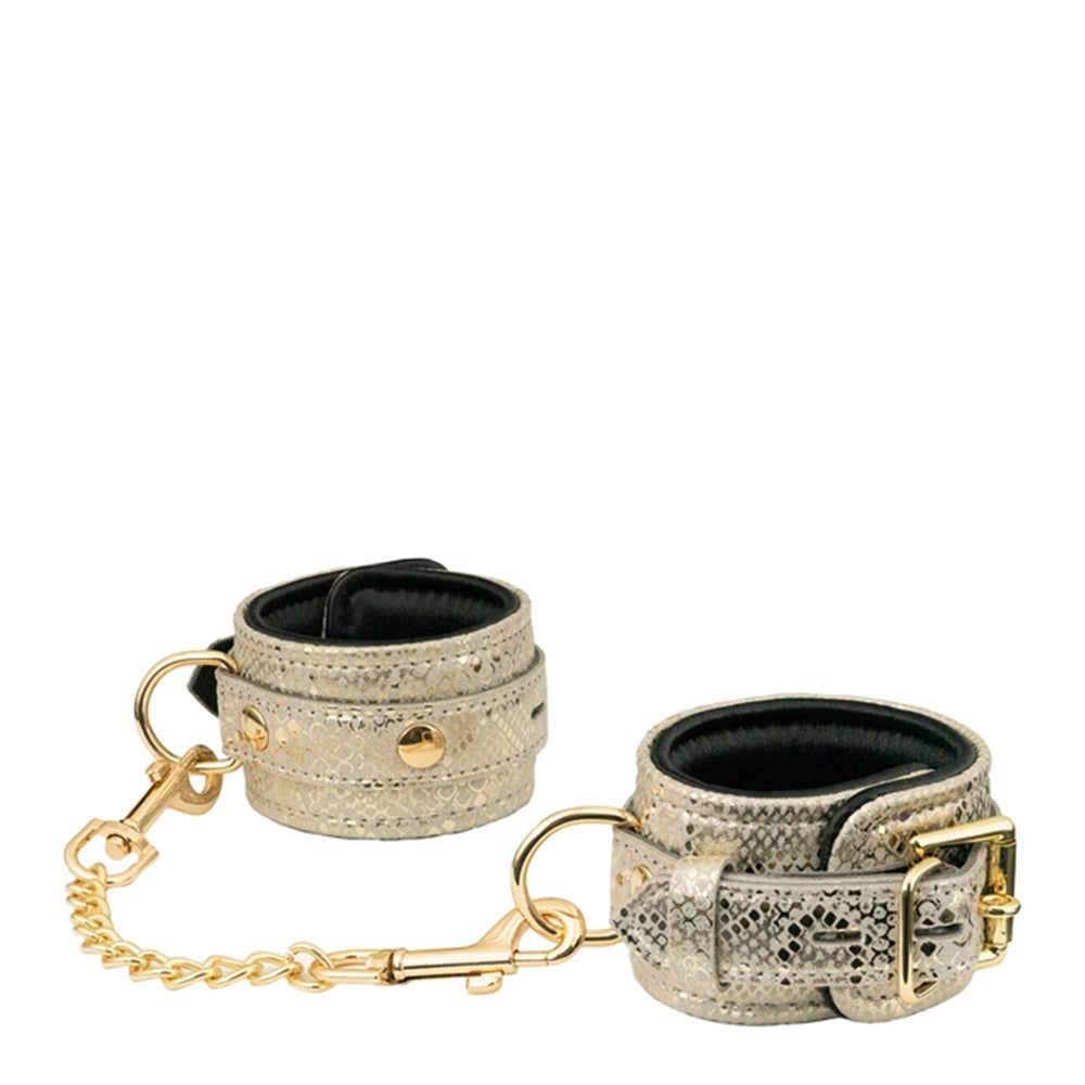 Spartacus - White Snake Wrist Cuffs - Leather Lining-Bondage & Fetish - Cuffs & Restraints-Spartacus-Danish Blue Adult Centres