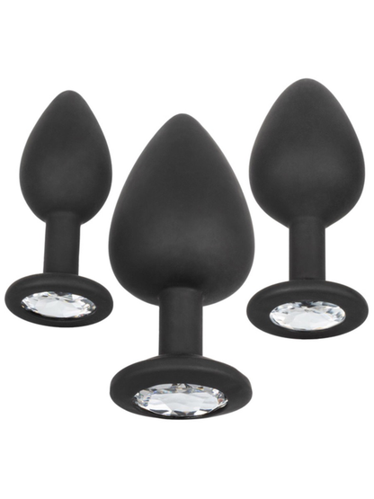 CalExotics Silicone Gem Anal Kit (Black) - 3 Plug Set-Unclassified-CalExotics-Danish Blue Adult Centres