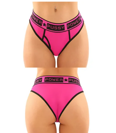 Vibes Pussy Power Brief & Thong-Clothing - Underwear & Panties - Womens Flat Front-Vibes-Danish Blue Adult Centres