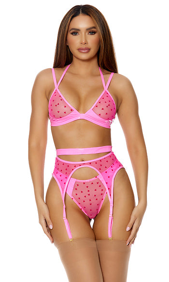 Forplay - Wild At Heart Set Pink-Clothing - Bra & Panty Sets-Forplay-Danish Blue Adult Centres