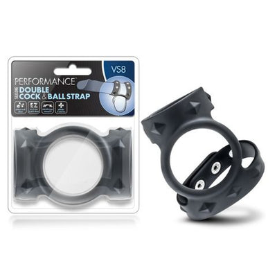 Performance VS8 Silicone Double Cock & Ball Strap-Adult Toys - Cock Rings - Separators-Blush-Danish Blue Adult Centres