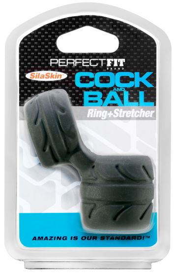 Perfect Fit Cock Ring & Ball Stretcher (Black)-Adult Toys - Cock Rings - Ball Stretchers-Perfect Fit-Danish Blue Adult Centres
