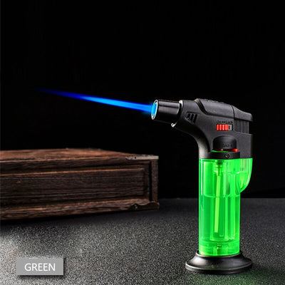 Trio Transparent Blow Torch Jet Lighter w/Base (Assorted)-Lifestyle - Lighters - Jet Lighters-Trio-Danish Blue Adult Centres