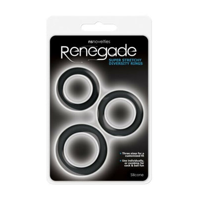 Renegade Diversity Rings Black 3 Pack-Adult Toys - Cock Rings-Renegade-Danish Blue Adult Centres