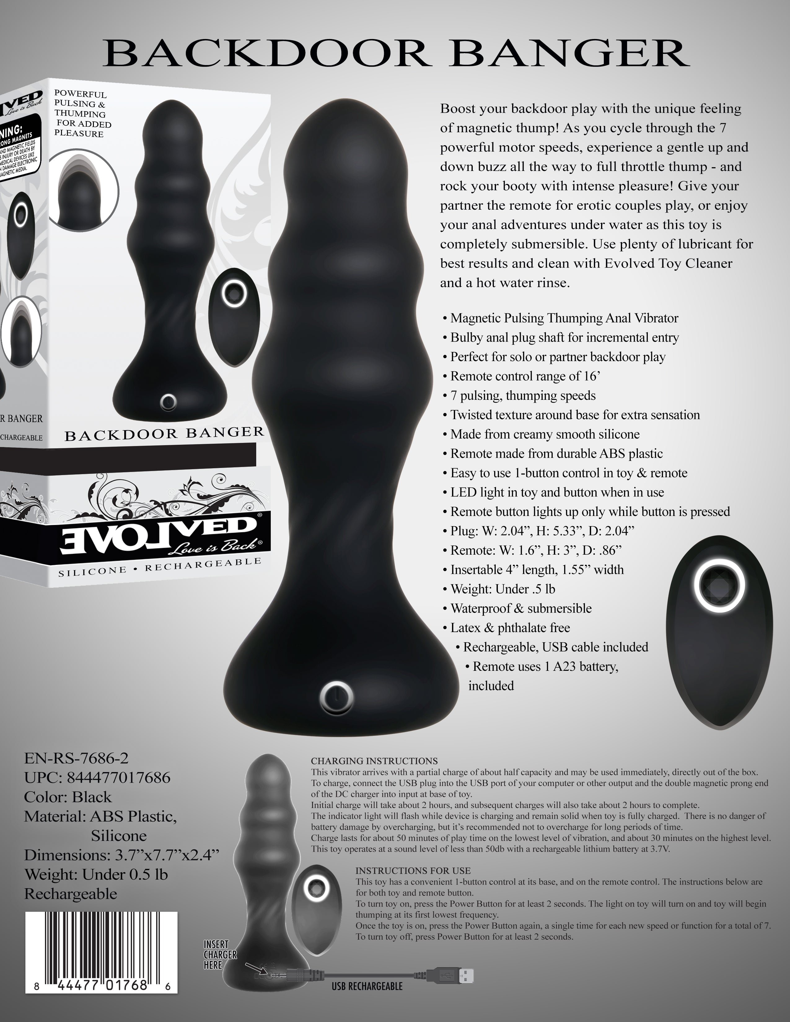 Evolved Backdoor Banger-Adult Toys - Anal - Prostate Stimulators-Evolved-Danish Blue Adult Centres