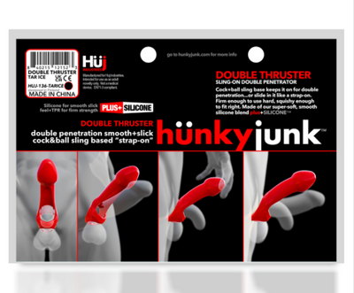 HunkyJunk Double Thruster Double Penetrator Sling - Tar Ice-Adult Toys - Cock Rings - Sleeves-Hunky Junk-Danish Blue Adult Centres