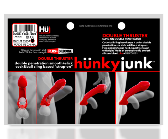 HunkyJunk Double Thruster Double Penetrator Sling - Tar Ice-Adult Toys - Cock Rings - Sleeves-Hunky Junk-Danish Blue Adult Centres