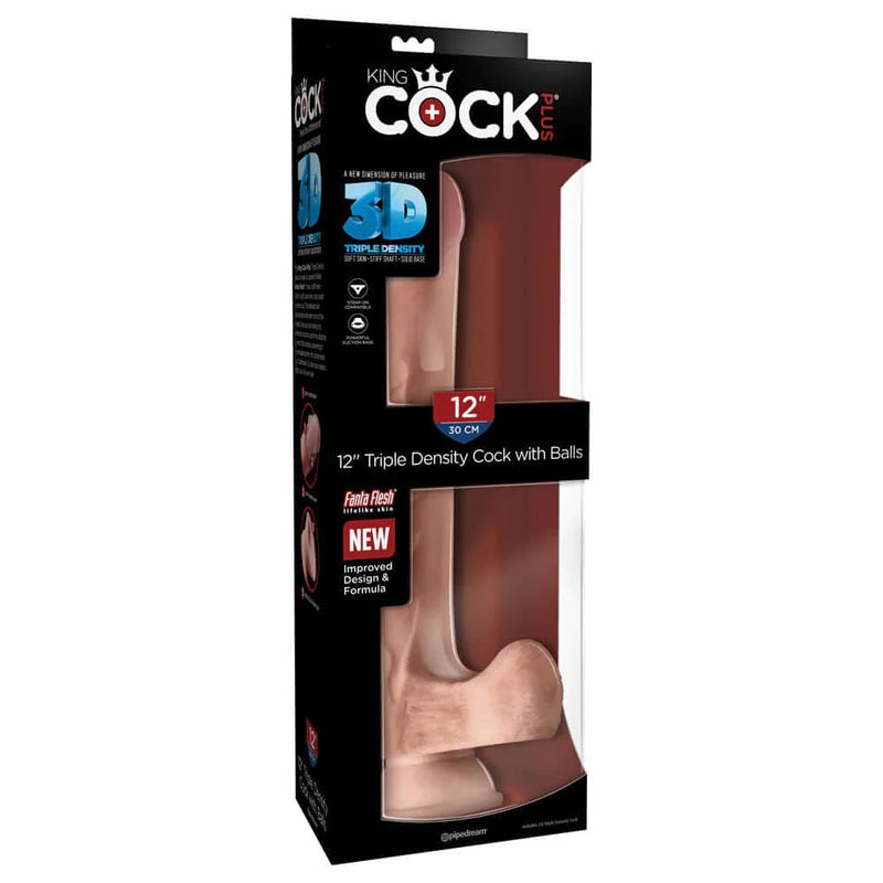 King Cock Plus 12inch.Triple Density Cock with balls-Adult Toys - Dildos - Realistic-King Cock-Danish Blue Adult Centres