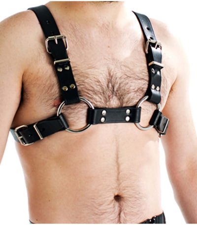 BRA003 Double Shoulder Bulldog Brace Harness Black-Clothing - Accessories - Harnesses-Love In Leather-Danish Blue Adult Centres