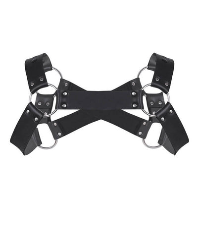 016 - Neoprene Cross Front Harness Black-Clothing - Accessories - Harnesses-Love In Leather-Danish Blue Adult Centres