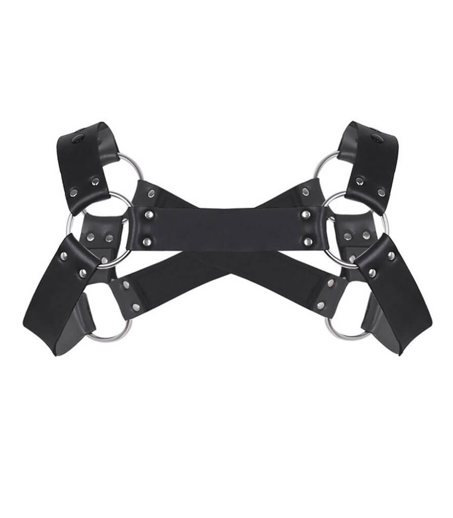016 - Neoprene Cross Front Harness Black-Clothing - Accessories - Harnesses-Love In Leather-Danish Blue Adult Centres