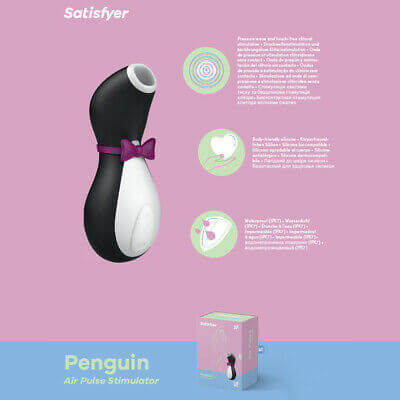 Satisfyer Pro Penguin Clitoral Stimulator (Black/White)-Clitoral Stimulators-Satisfyer-Danish Blue Adult Centres